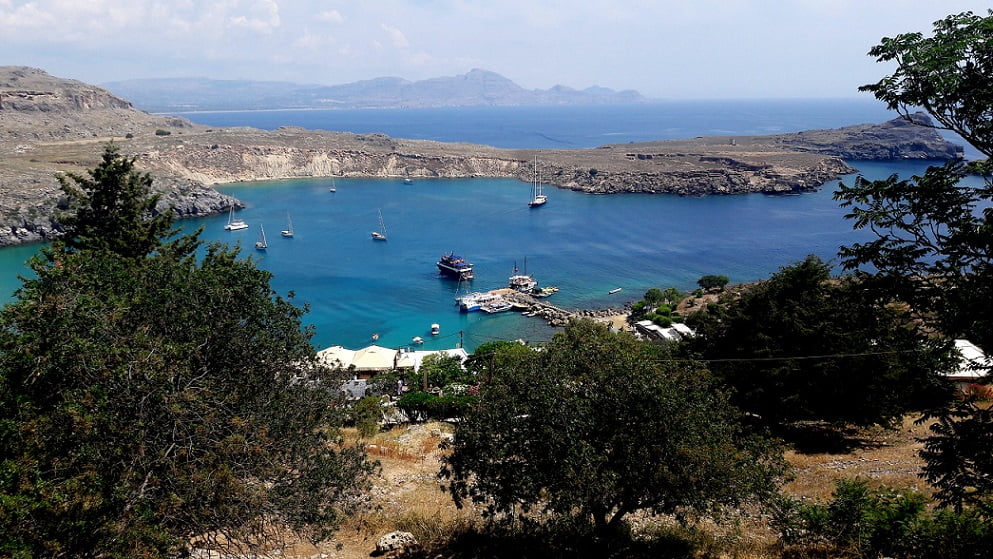 Lindos bay Rhodes Greece