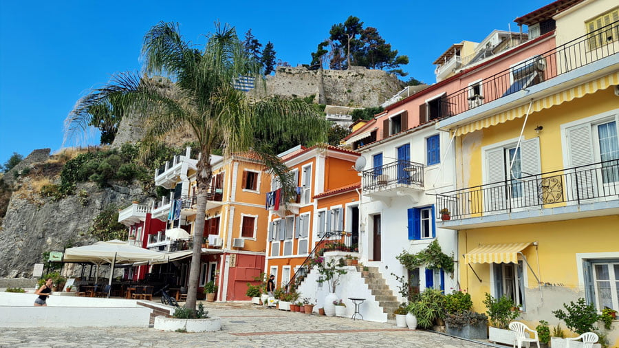 Colorful facades on Parga seafront