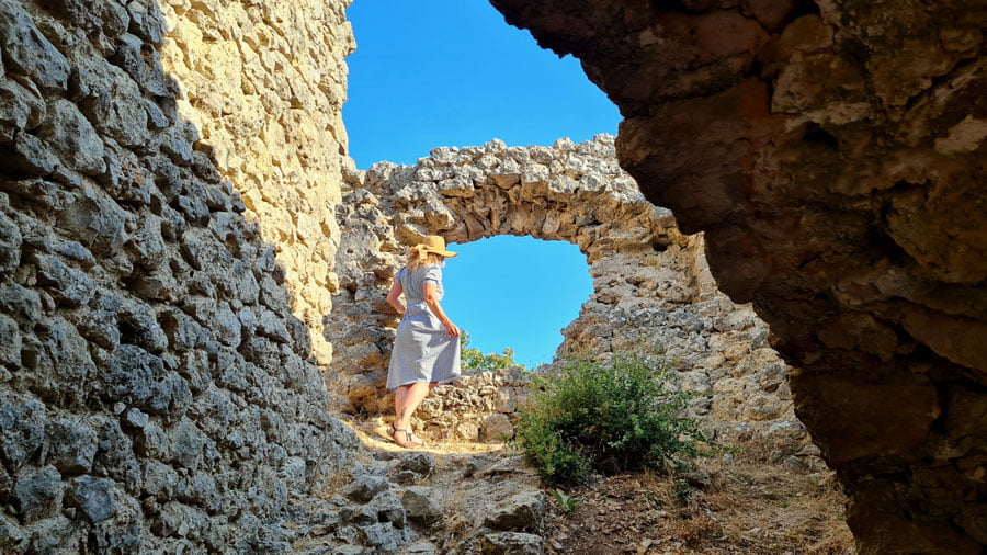 Looking through the ruins of the Anthoussa Castle