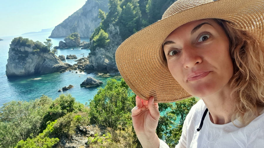 Selfie overlooking the Ionian Sea in Parga Greece