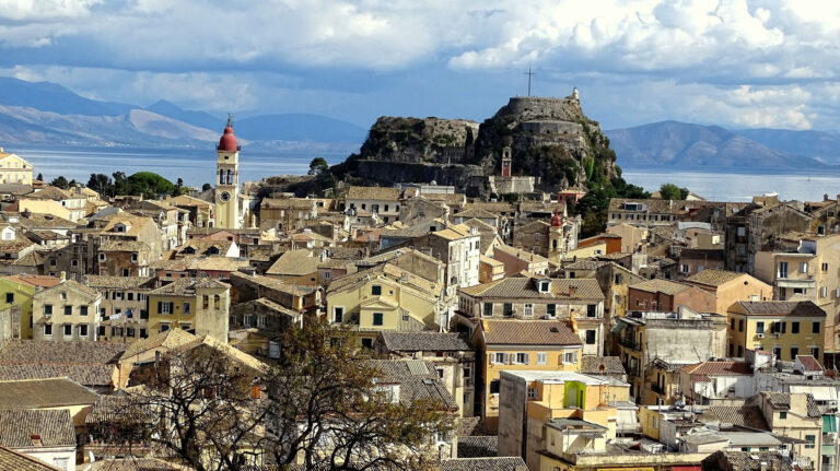 Arial view of Corfu town